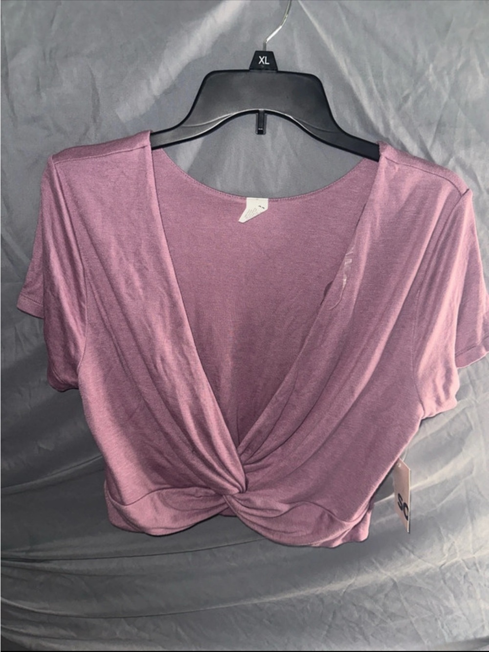 SO Mauve Pink Twist Front Crop Top
